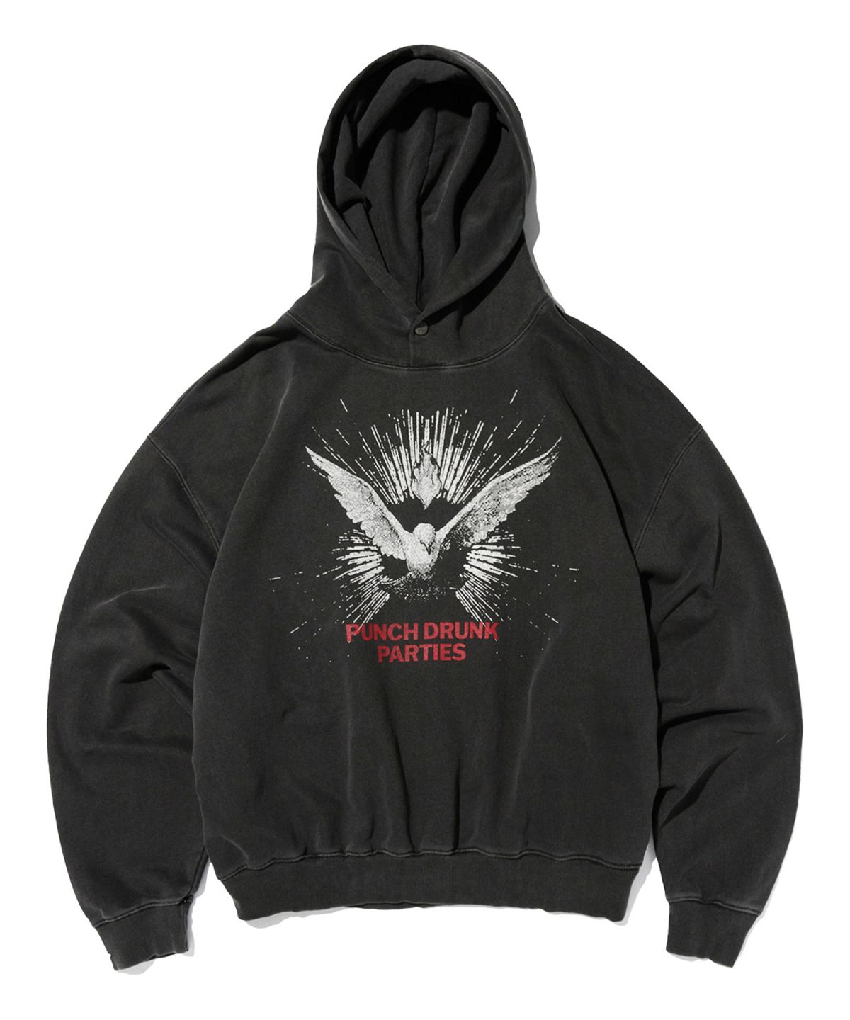 펀치드렁크파티즈(PUNCH DRUNK PARTIES) Dovey Dovey Garment Dyed Hoodie (CHARCOAL)