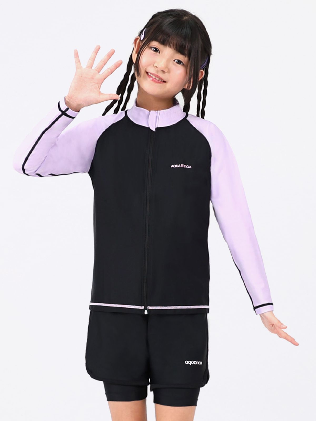 아쿠아티카(AQUATICA) 아동 래쉬가드 AQAJJ451+AQA420 반바지3부워터레깅스 스판수모3종세트