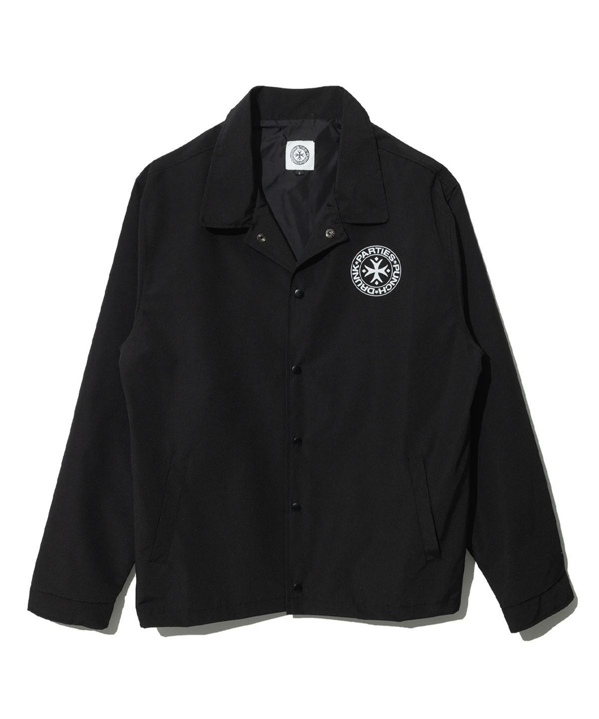 펀치드렁크파티즈(PUNCH DRUNK PARTIES) Circle Logo Coach Jacket (BLACK)