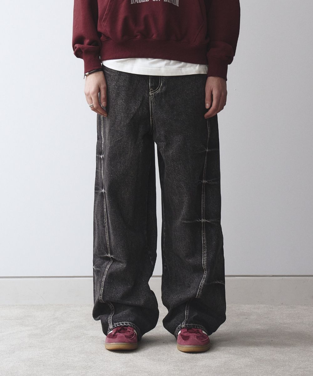 MUSINSA | MAISON MINED SNAP BIKER DENIM PANTS BLACK