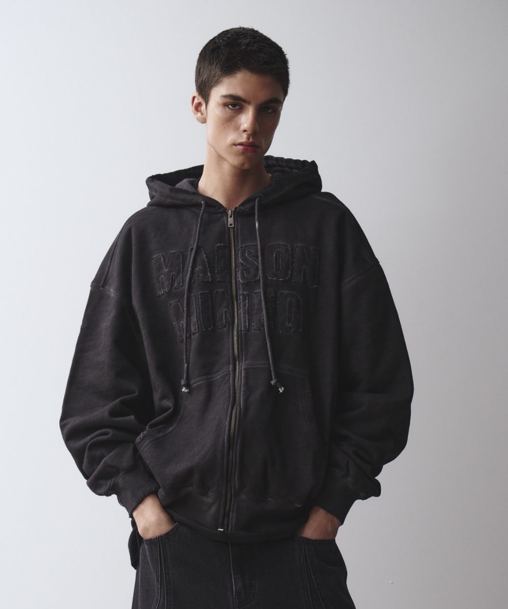 【MAISON MINED】24SS★ MINED CUT OUT PATCH HOOD ZIP-UP MUSINSA | MAISON MINED MINED CUT OUT PATCH HOOD ZIP-UP BLACK