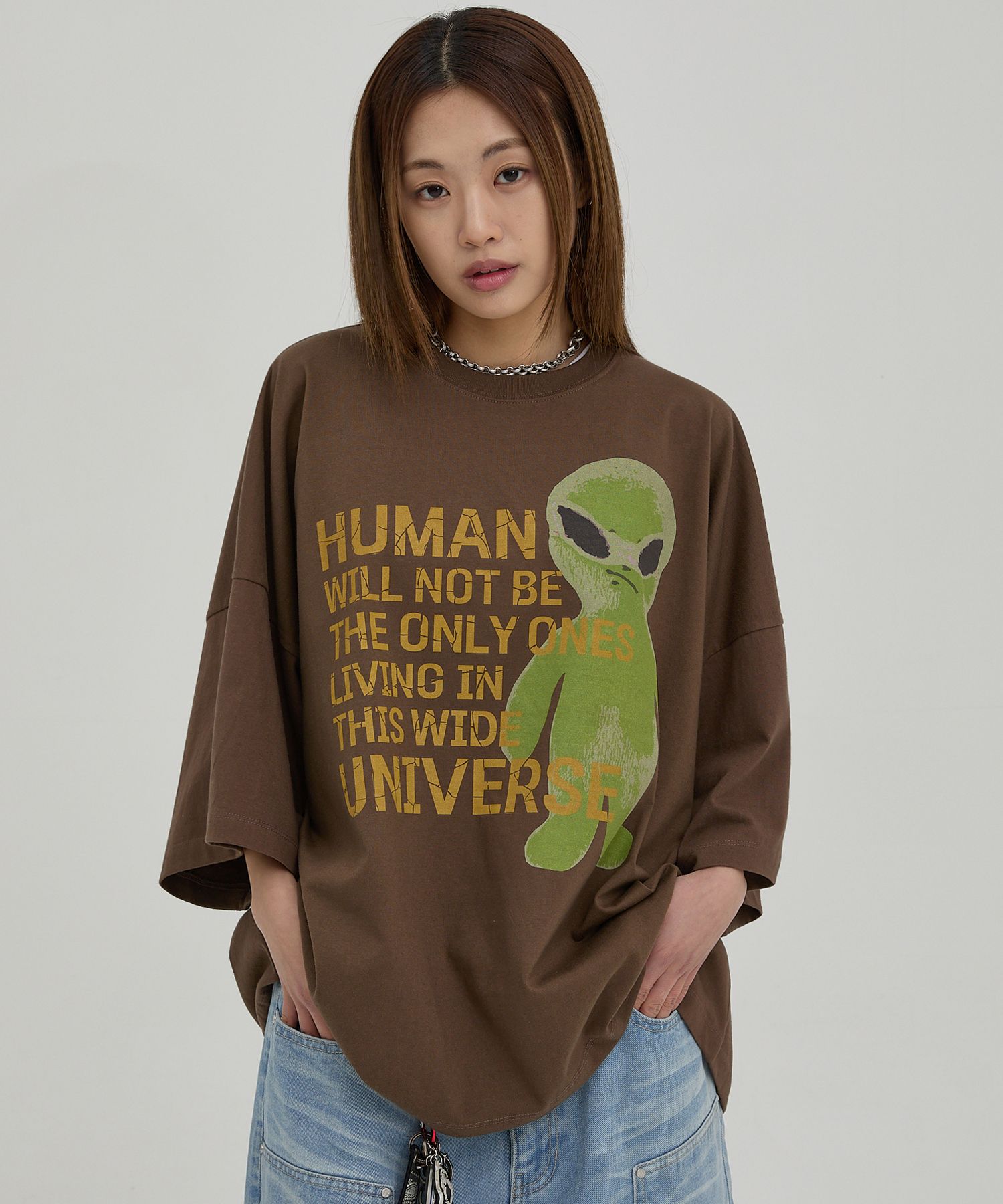 MUSINSA公式 | HOODHOOD Alien slogan overfit short sleeve t