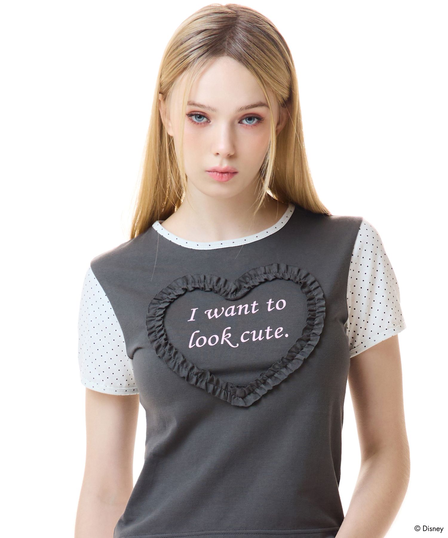 [LUV IS TRUE]★NM LETTERING TEE MUSINSA | LUV IS TRUE [MARIE] FRILL LETTERING TEE(CHARCOAL)