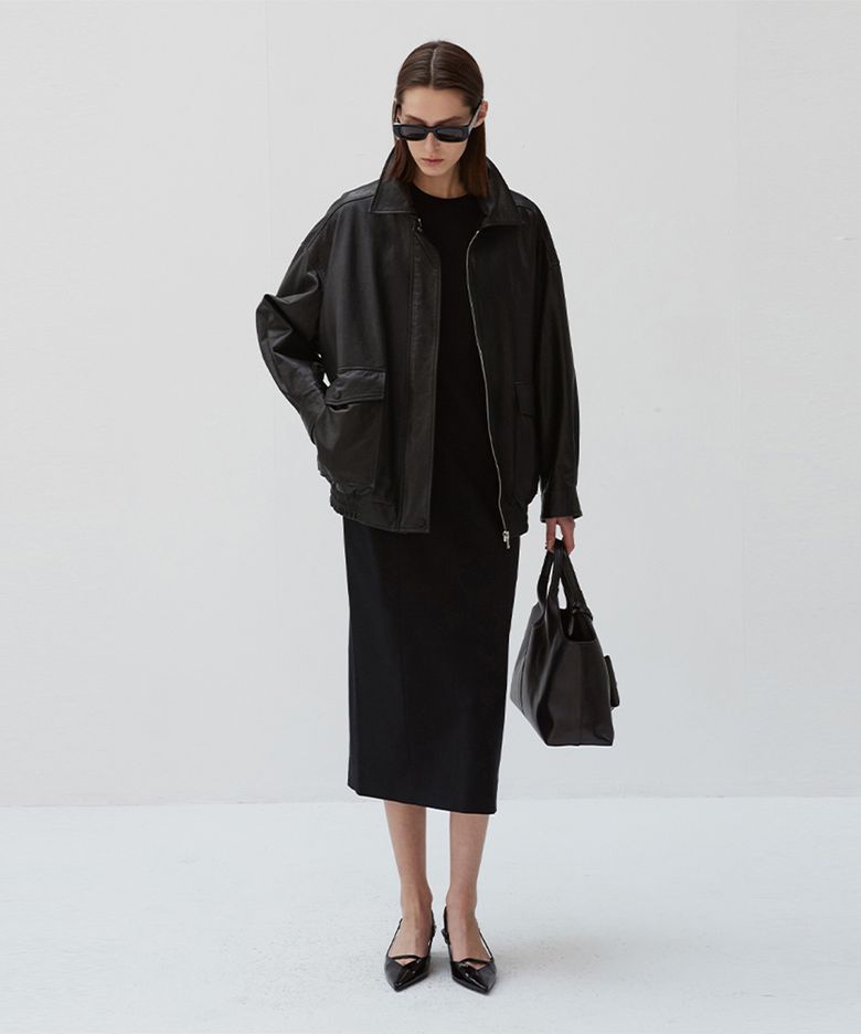 Italian vegetable Lambskin Overfit Blouson
