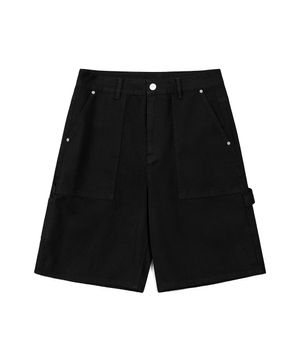 코튼 퍼티그 버뮤다 워크 하프 팬츠 (BLACK)