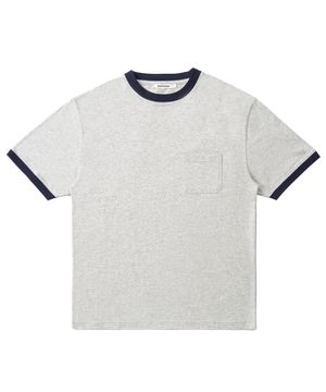 포켓 하프 링거 티셔츠 (MELANGE GREY)