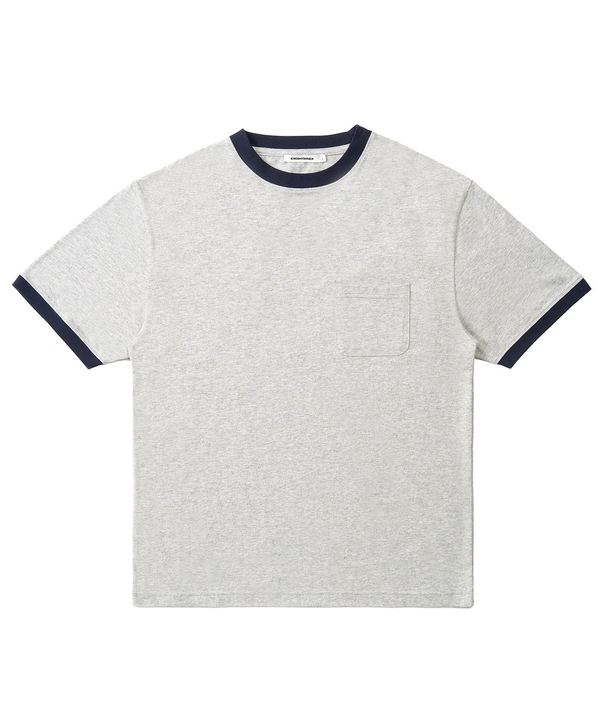 엑스컨테이너(EXCONTAINER) 포켓 하프 링거 티셔츠 (MELANGE GREY)
