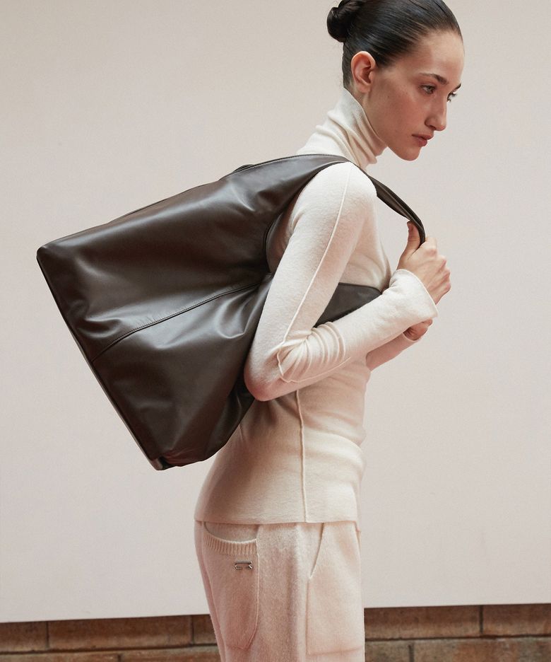 Italian nappa lambskin Hobo bag_Brown