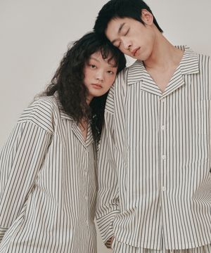 (uni)도미토리 빈 스트라이프 파자마 블랙화이트