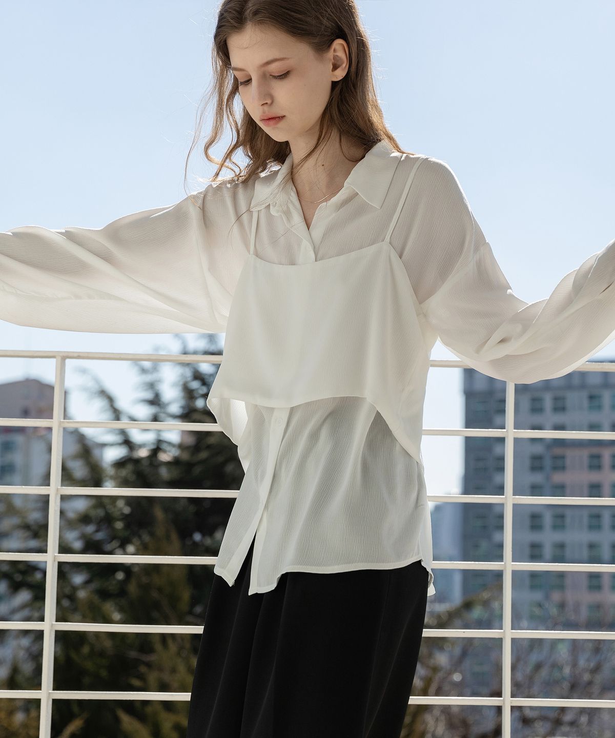 논앤논(NON AND NON) DRAPE BUSTIER BLOUSE SET_NSBL5209