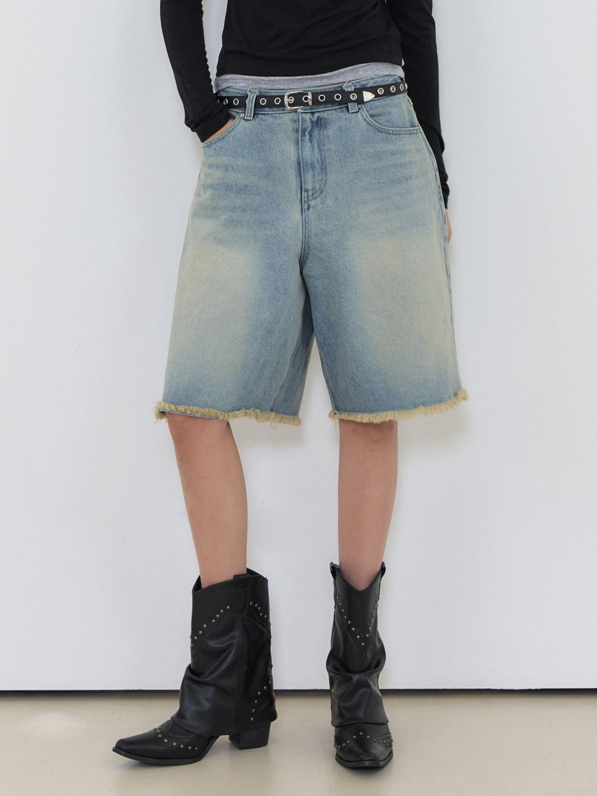 에트몽(ETMON) Bermuda Denim Pants Blue