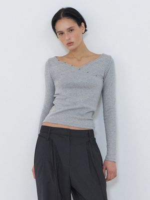 Wrap Stud T-Shirt, Grey