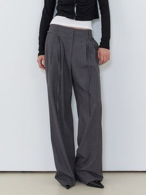 Double Belt Slacks, Stripe