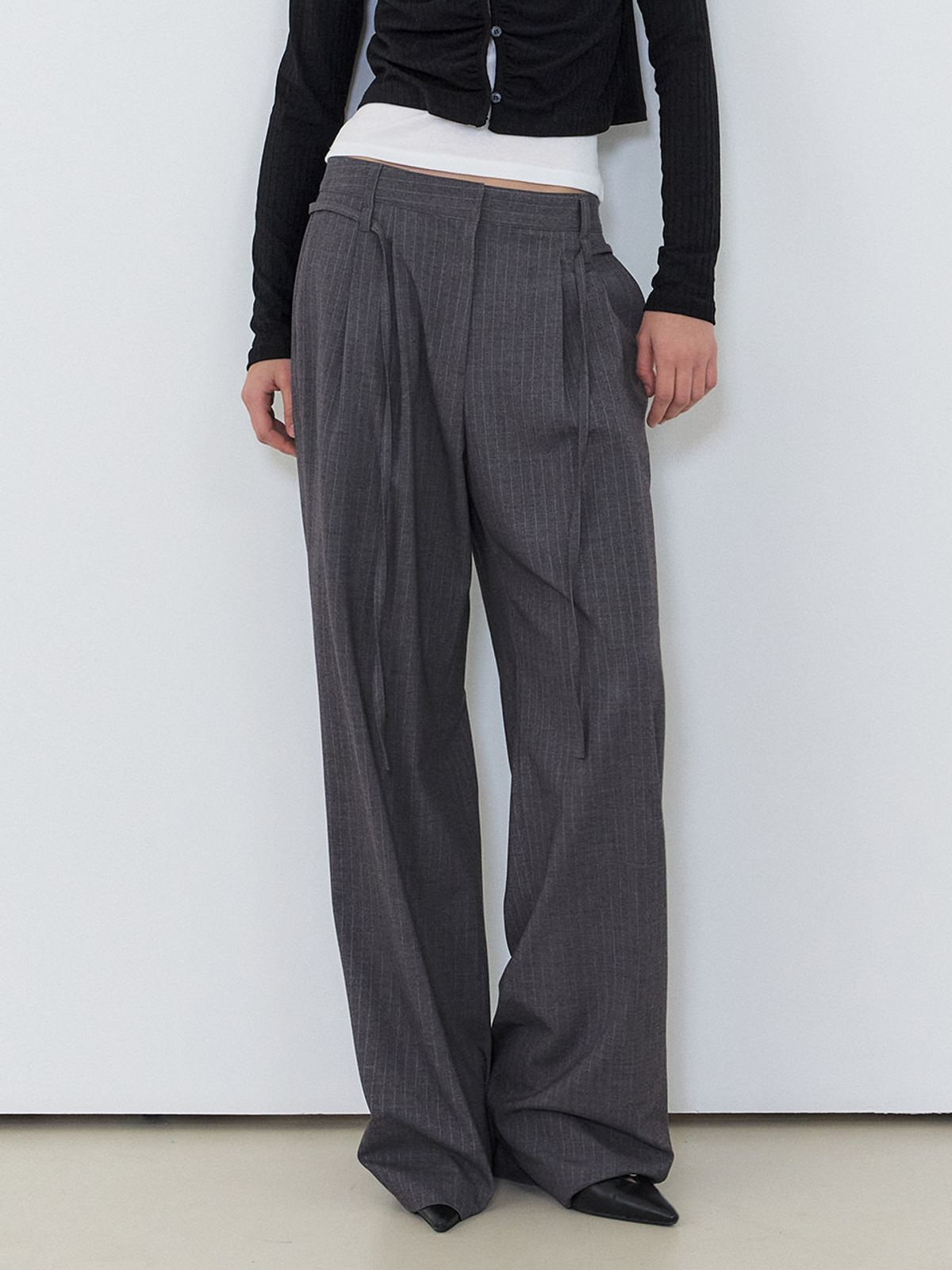에트몽(ETMON) Double Belt Slacks, Stripe