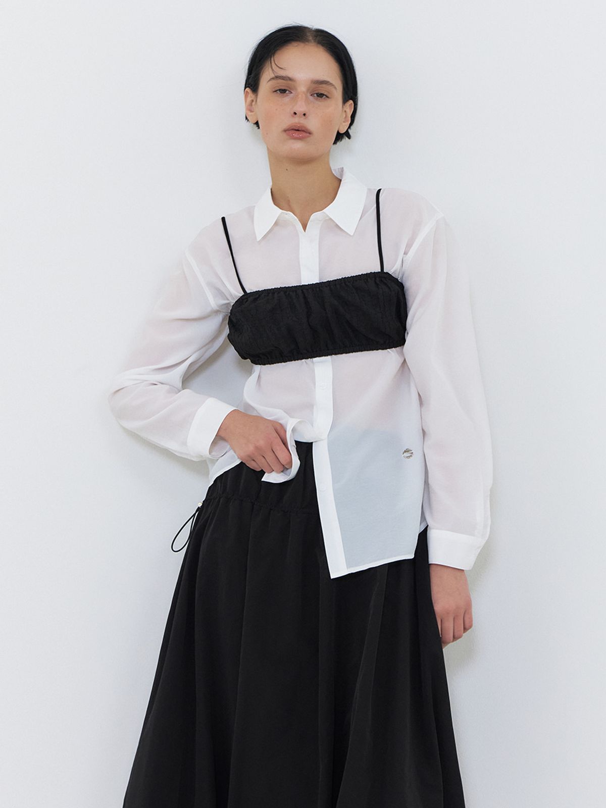 에트몽(ETMON) Flow Sheer Shirt, White