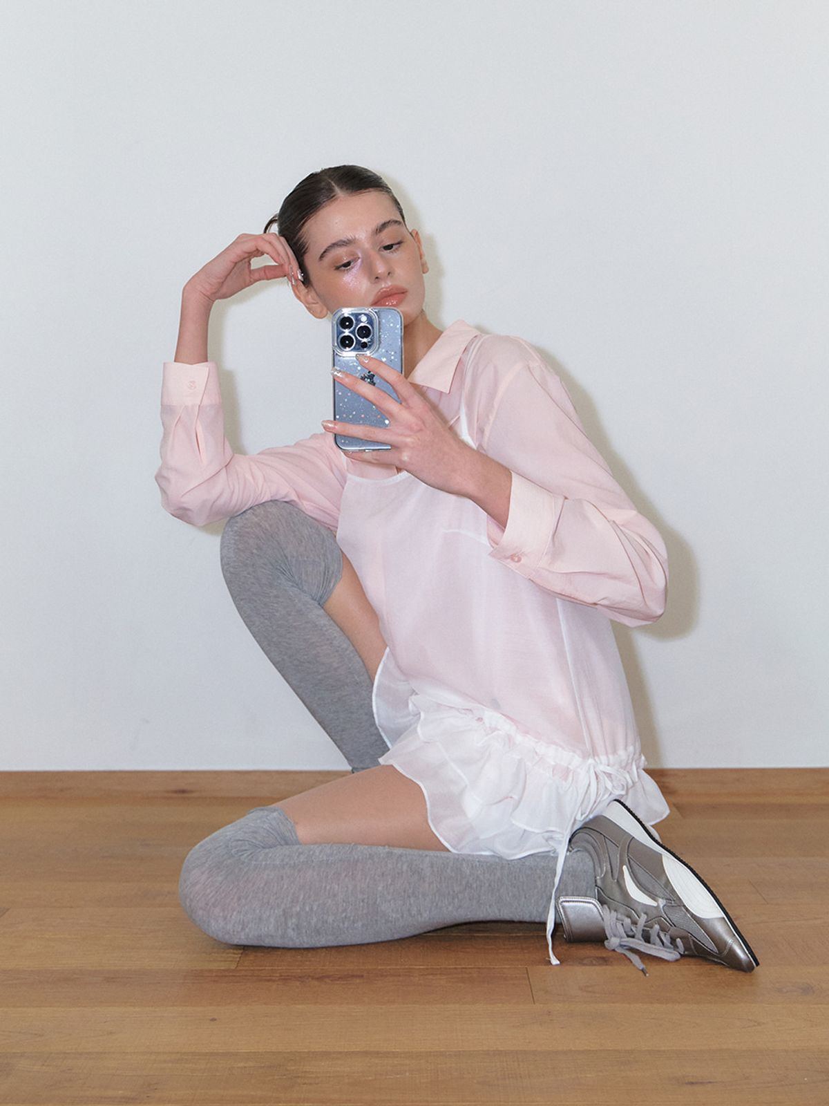 에트몽(ETMON) Flow Sheer Shirt, Pink