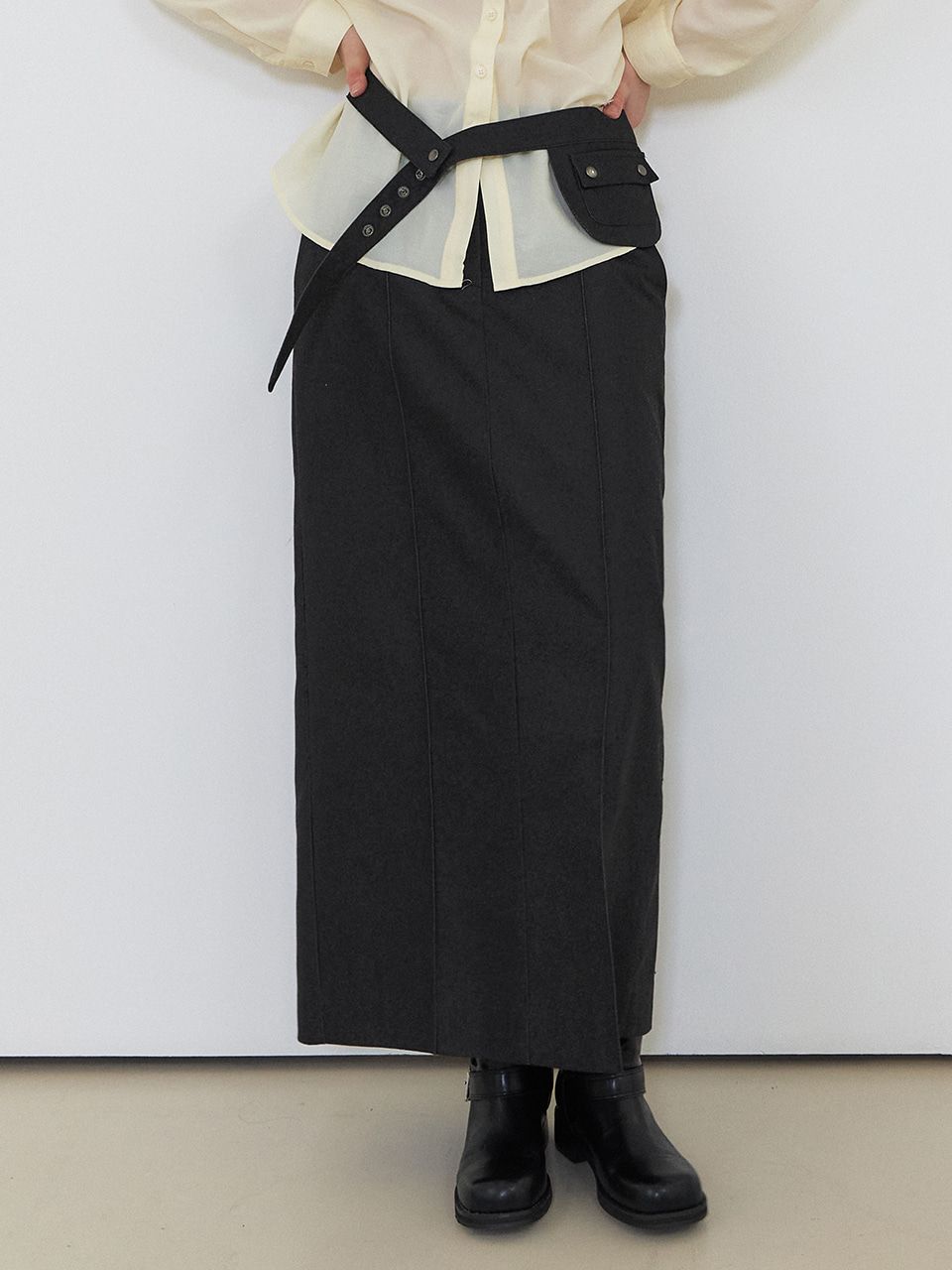 【BAON】Motoni Belt Pintuck Long Skirt BAON】Motoni Belt Pintuck Long Skirt Batik Skirt, Skirt With