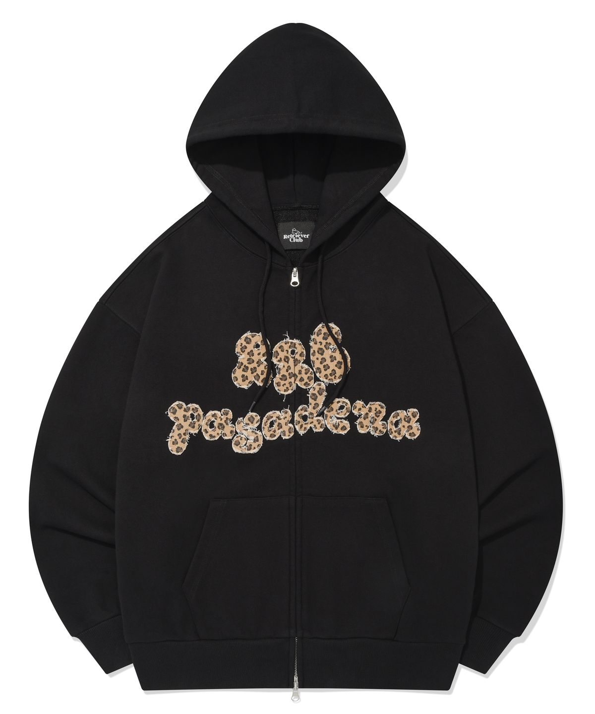 리트리버클럽(RETRIEVER CLUB) LEOPARD APPLIQUE HOOD ZIP UP [BLACK]