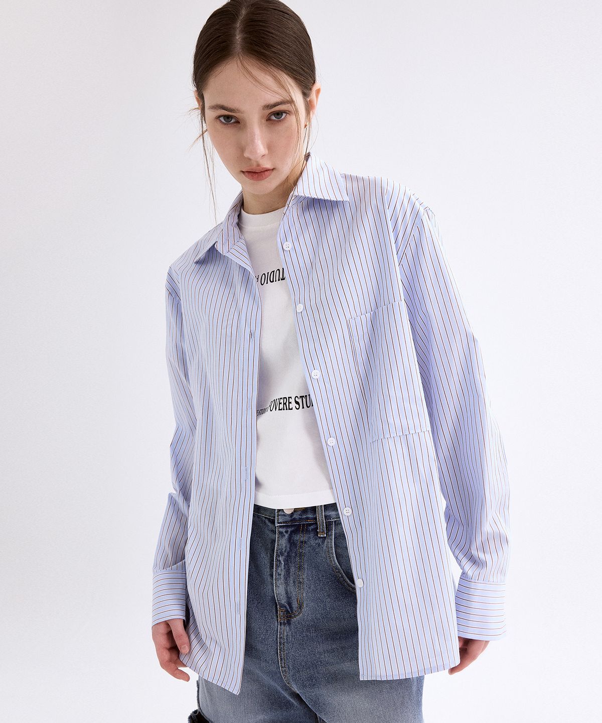 포베레(FOVERE) Marge striped shirt_blue