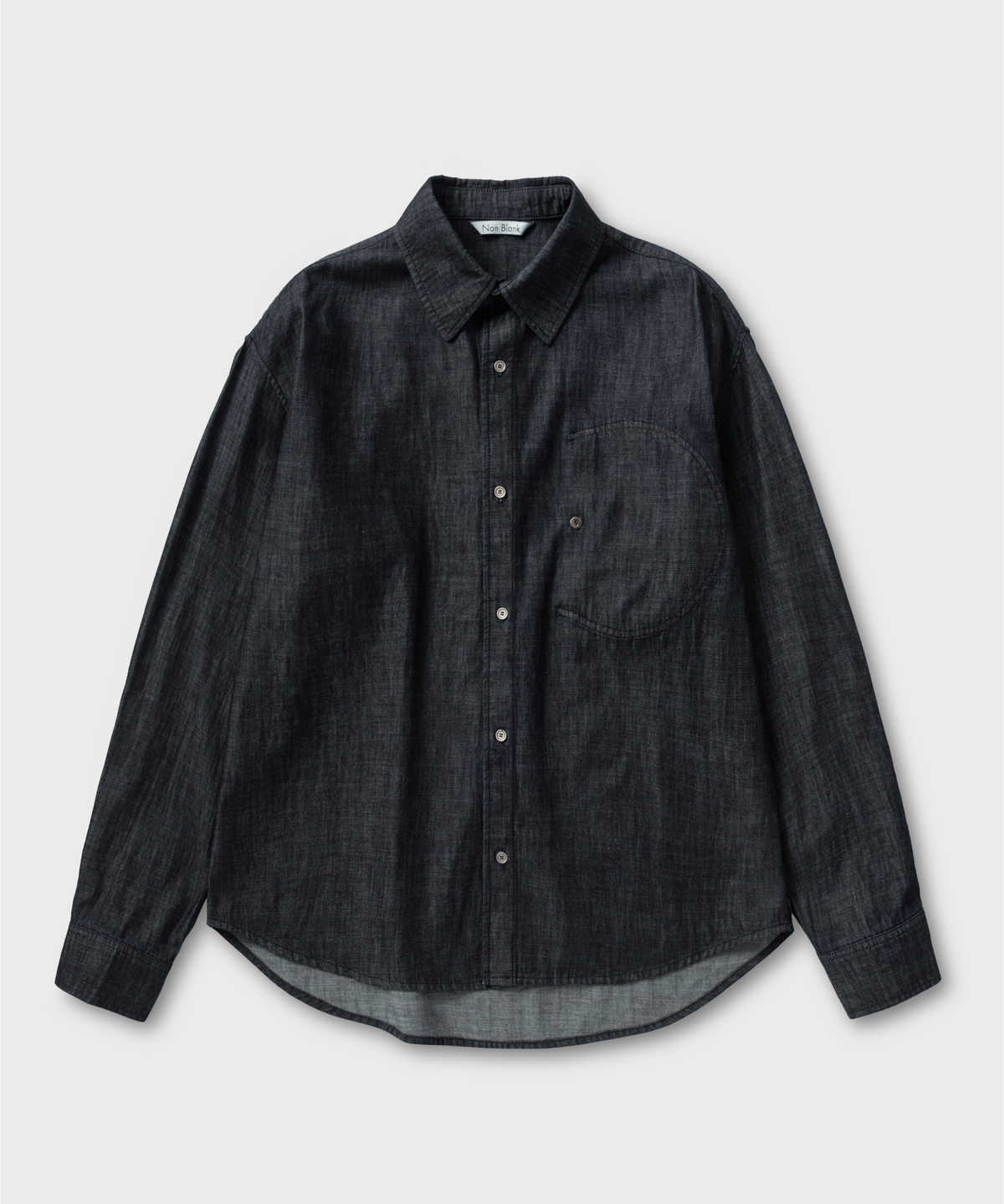 넌블랭크(NONBLANK) 워싱 슬럽 데님 셔츠_BLACK