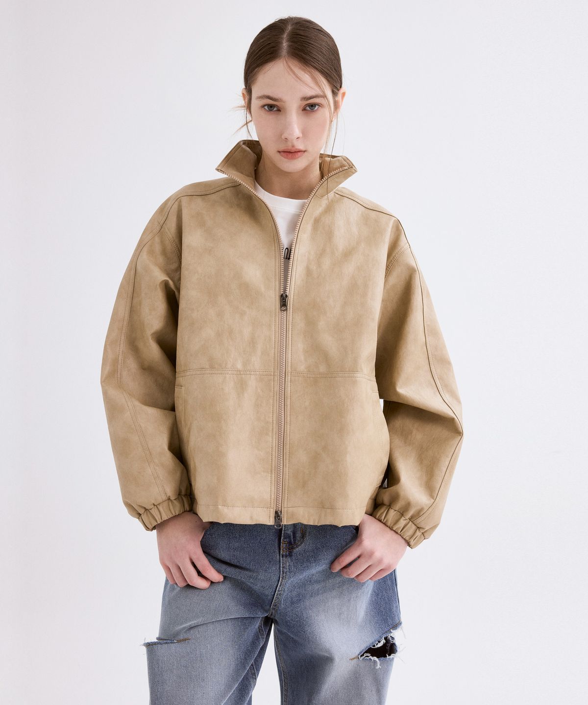 포베레(FOVERE) Prime vegan leather jacket_beige
