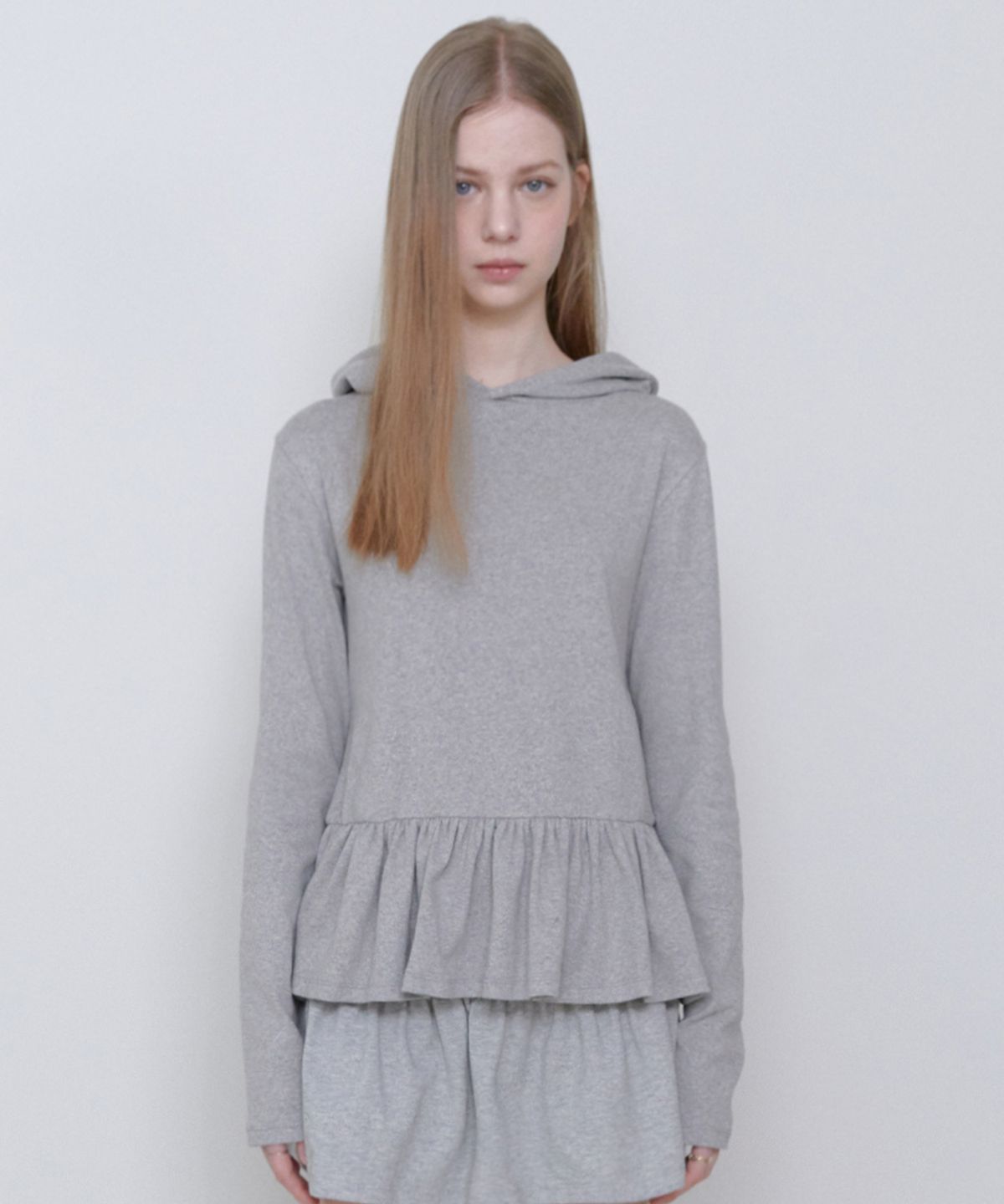 리트리버클럽(RETRIEVER CLUB) RUFFLE HOODIE [GRAY]