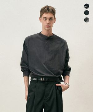 피그먼트 절개 헨리넥 롱 슬리브 티셔츠 3 COLOR COOSTS259