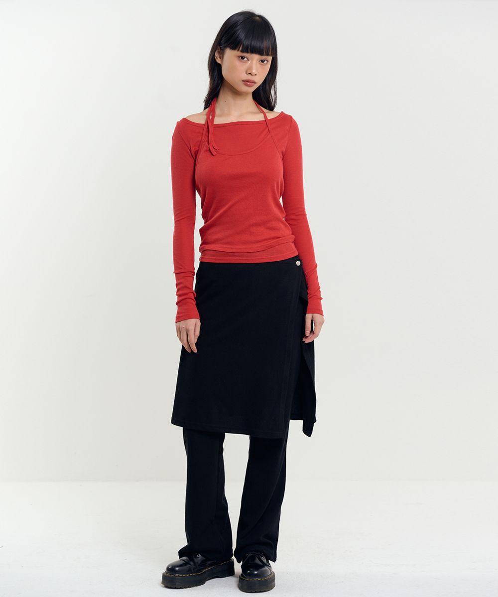 MUSINSA | RAVEROUS Wrap Skirt Pants Set Black