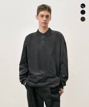 피그먼트 절개 카라 롱 슬리브 티셔츠 3 COLOR COOSTS257