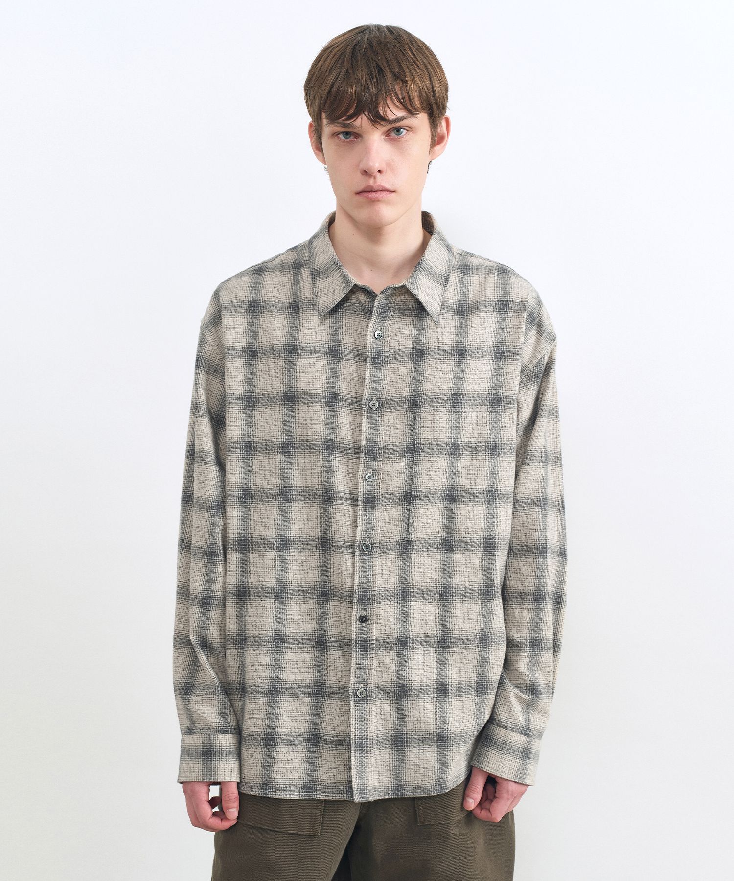 トップス INSILENCE Garment Dye Check Shirt M MUSINSA | INSILENCE Oversized check shirt BEIGE