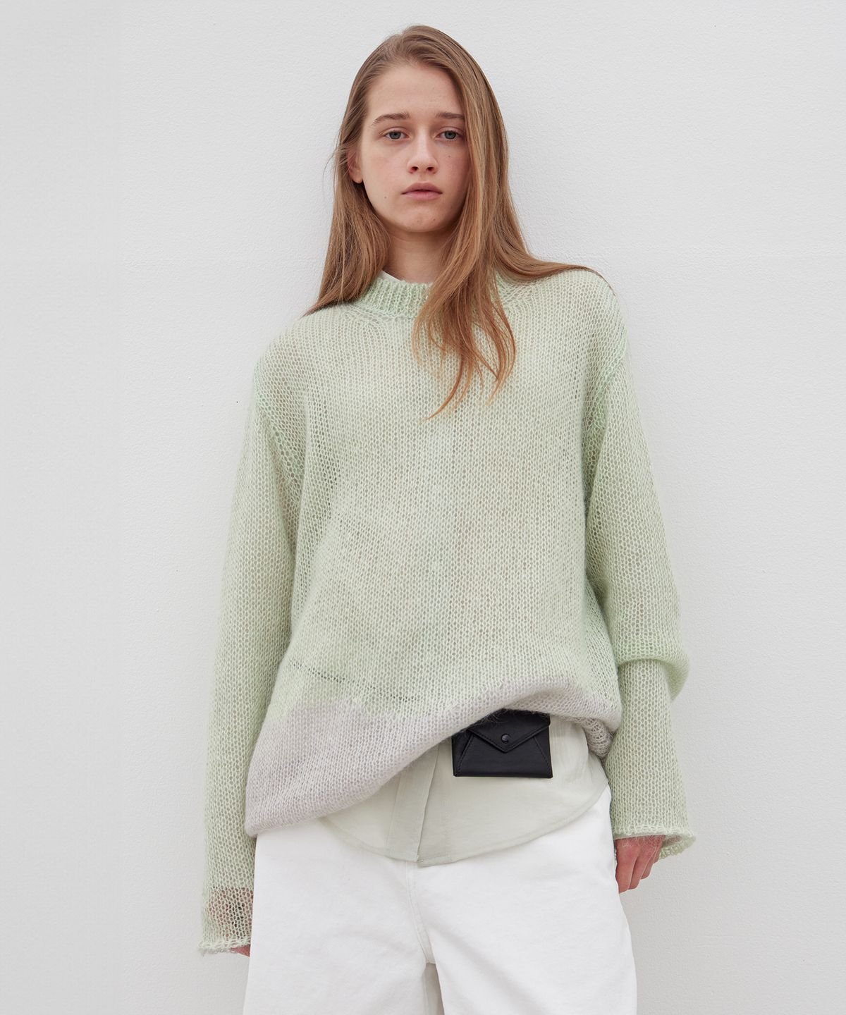 르바(LEVAR) Kid-mohair Moody Round Knit - Sage Mint