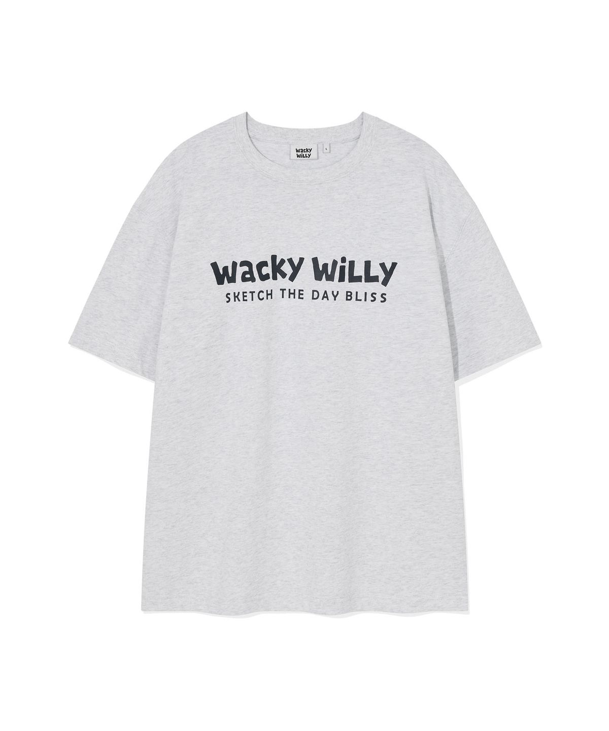 와키윌리(WACKY WILLY) 빅 타이포 반팔 티셔츠 라이트그레이