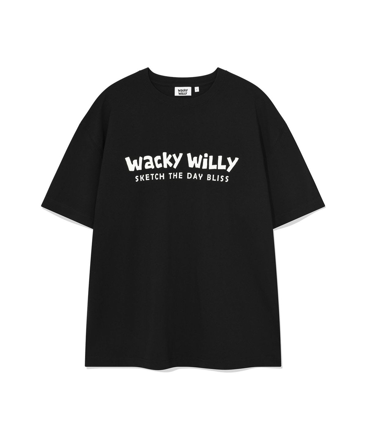 와키윌리(WACKY WILLY) 빅 타이포 반팔 티셔츠 블랙
