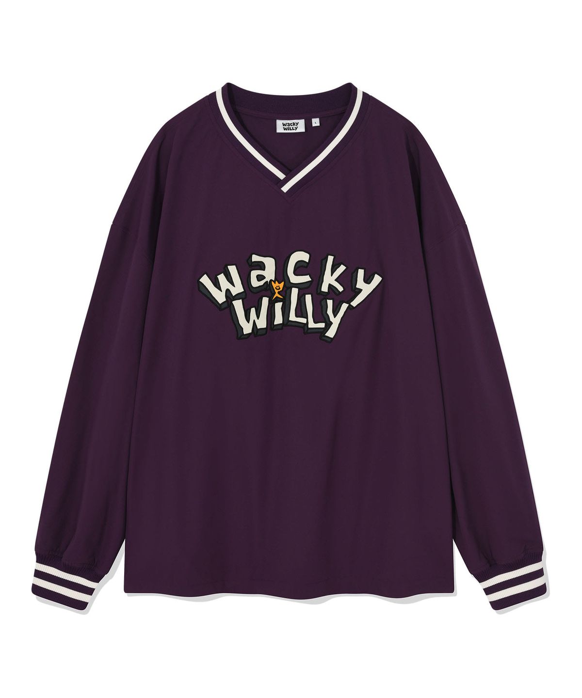 와키윌리(WACKY WILLY) 타이포 화섬 롱슬리브 티셔츠 퍼플