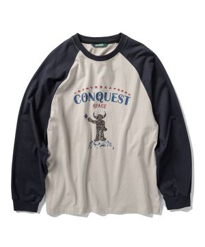 스페이스 에일리언 래글런 긴팔티 - 그레이/네이비