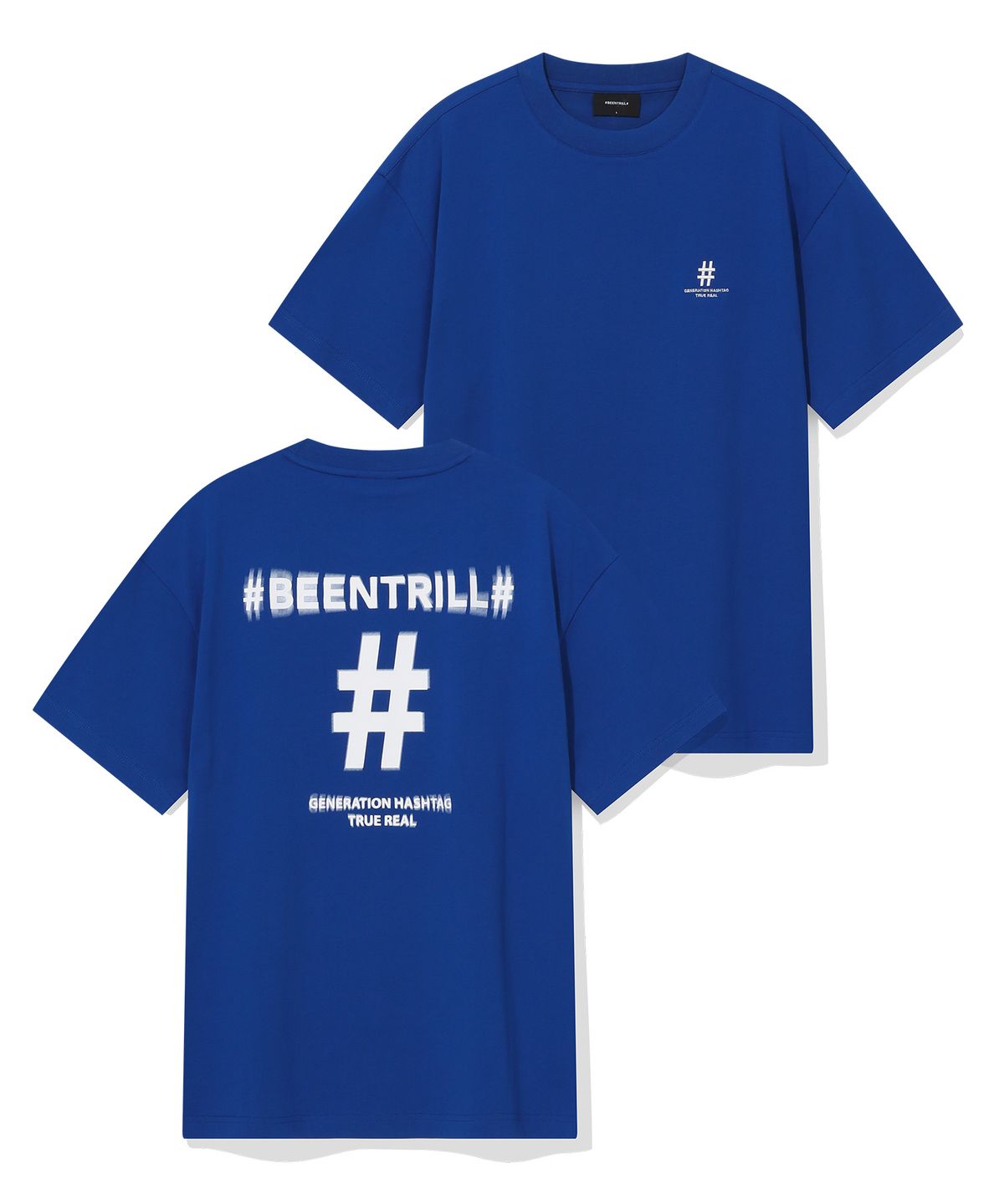 빈트릴(BEENTRILL) 쉐이크 해시태그 컴포트핏 티셔츠(블루)
