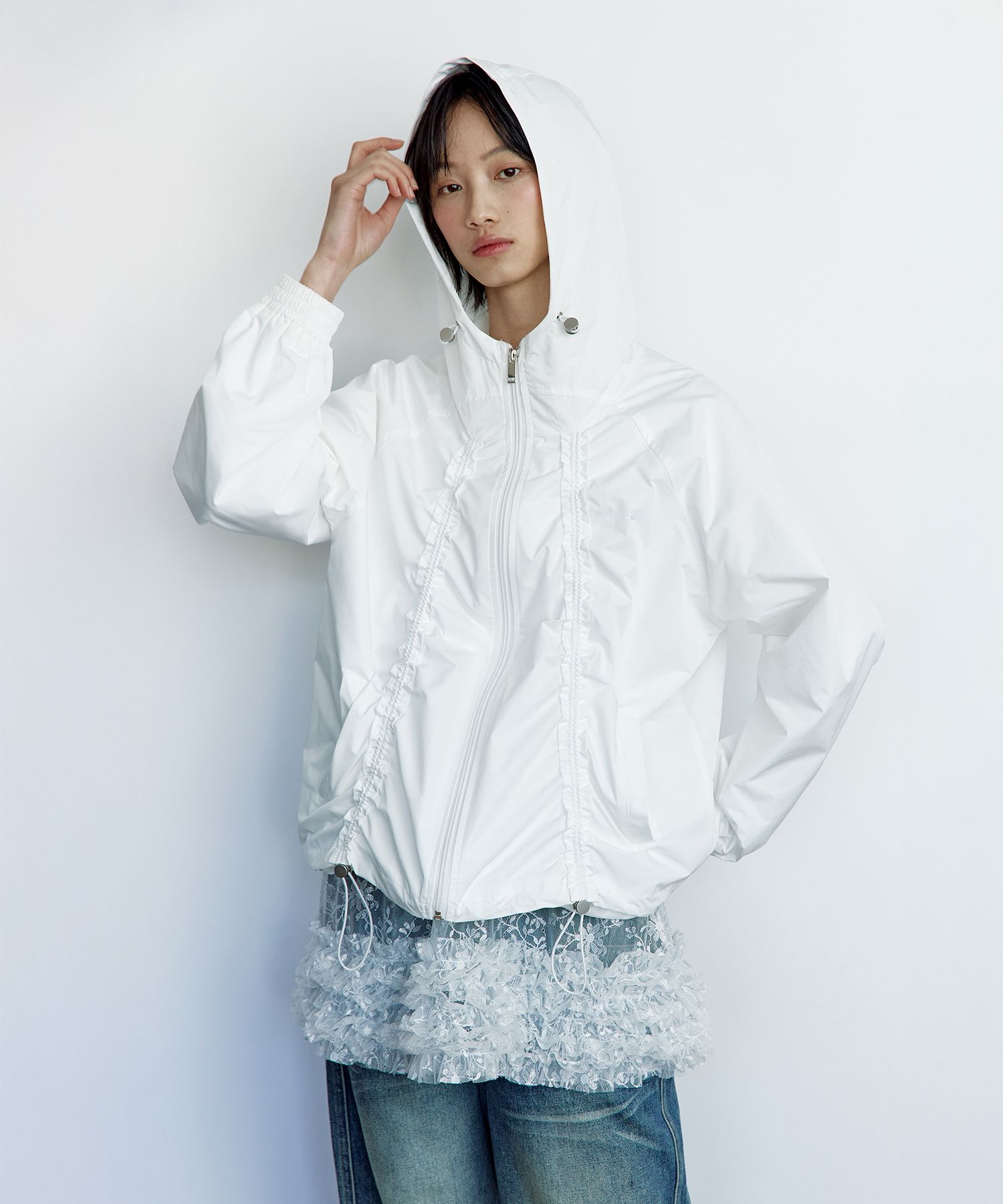 【ROUGHNECK】25SS★ (S,M) SHIRRING WIND BREAKER MUSINSA | ROUGHNECK Shirring Windbreaker White