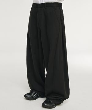 멀티턱 와이드 슬랙스[블랙]