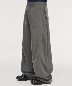 멀티턱 와이드 슬랙스[그레이스트라이프]