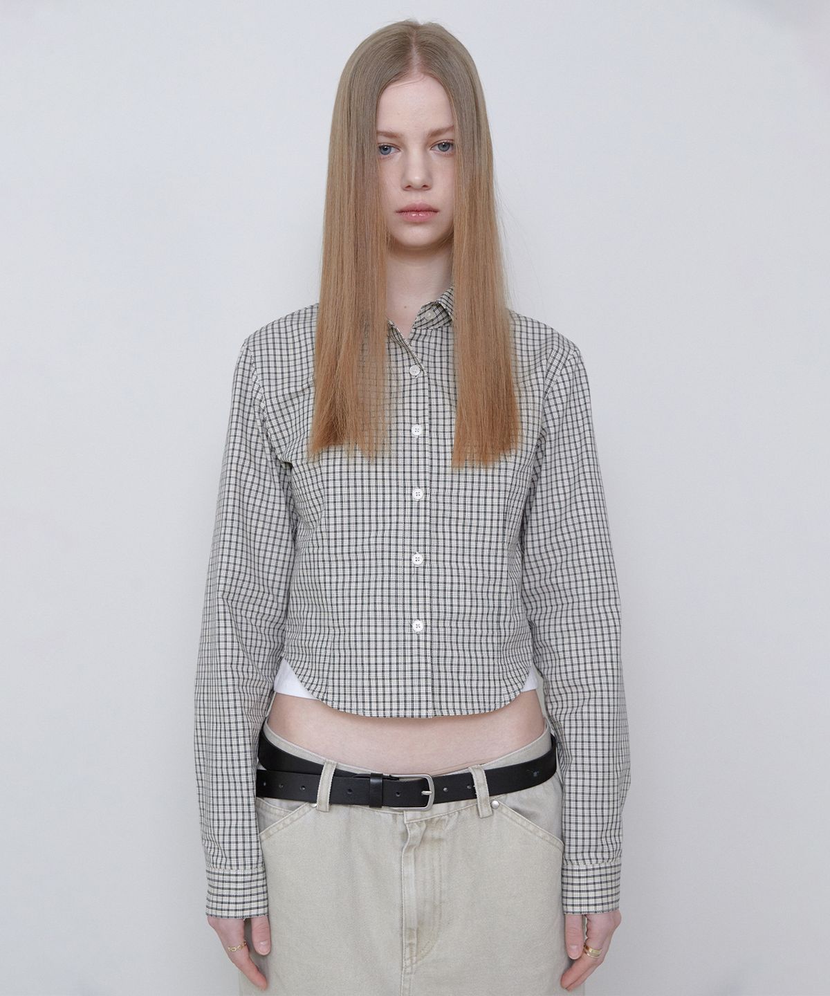리트리버클럽(RETRIEVER CLUB) CHECK CROP SHIRTS [BEIGE]