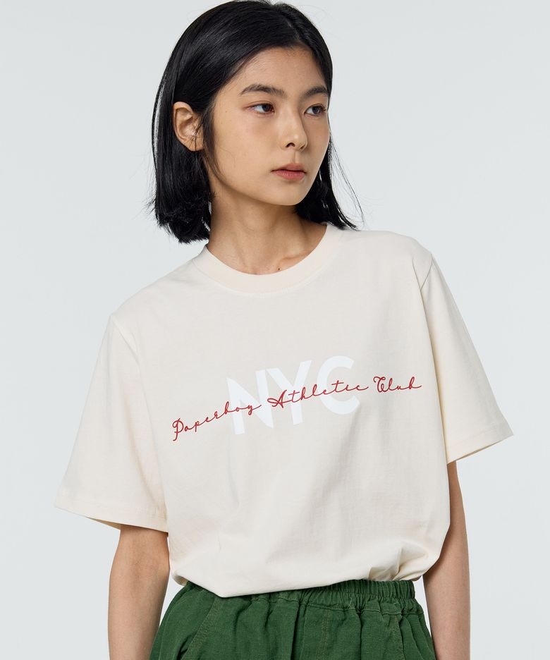 우먼즈 애슬레틱 반팔티셔츠-크림