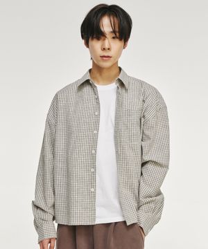 크롭 체크 셔츠[화이트]