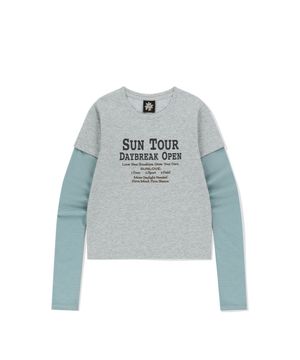 W SUN TOUR Layered L/S Tee Heather Grey