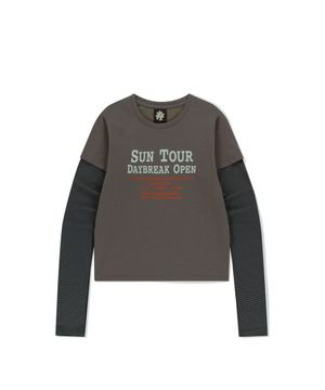 W SUN TOUR Layered L/S Tee Taupe