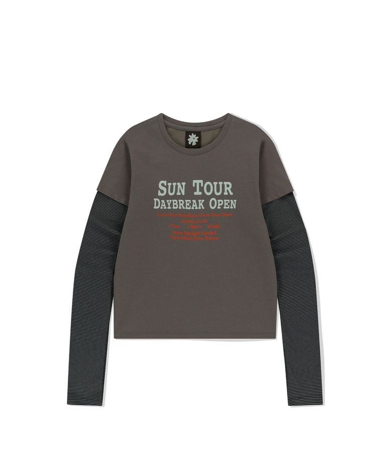 W SUN TOUR Layered L/S Tee Taupe