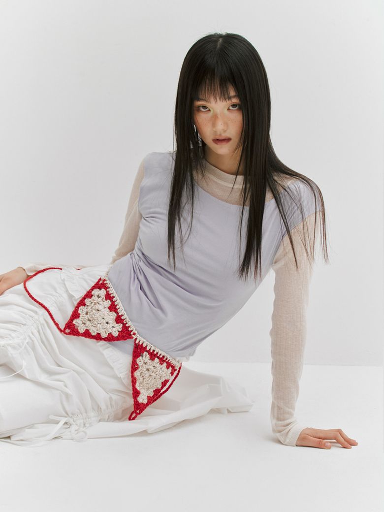 UNBALANCE SHIRRING SLEEVELESS - LAVENDER