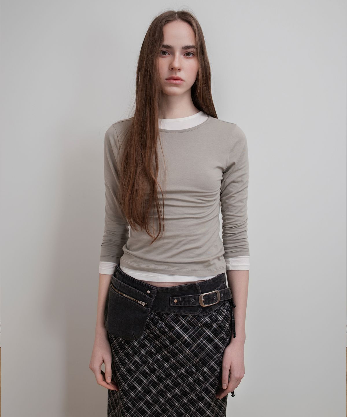 아옵트(AOPT) MODAL HALF SLEEVE T-SHIRT - ASH OLIVE