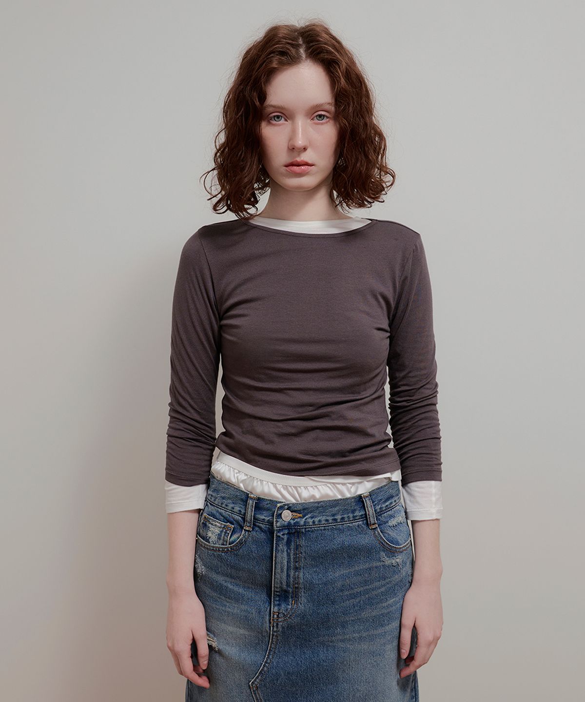 아옵트(AOPT) MODAL HALF SLEEVE T-SHIRT - CHARCOAL