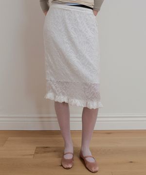 FRILL LACE LAYERED SKIRT - WHITE