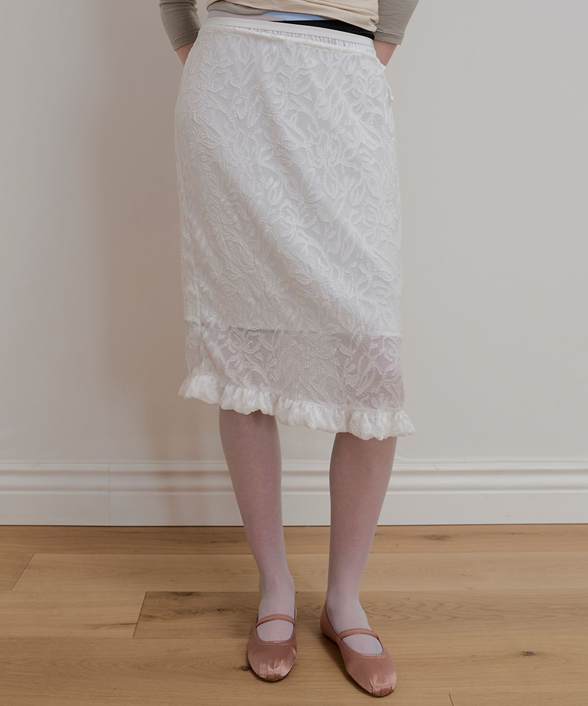 아옵트(AOPT) FRILL LACE LAYERED SKIRT - WHITE